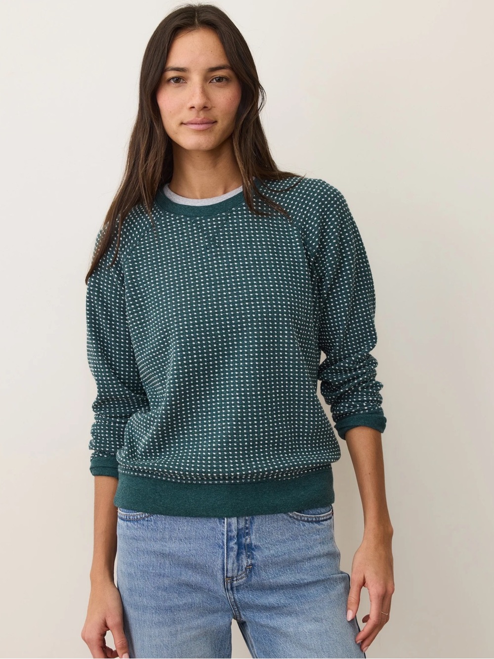 Marine Layer Juno Textured Raglan Pullover Crewneck Sweater medium